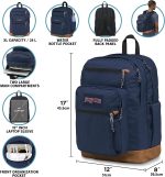 JanSport Cool Student Backpack for College Students, Teens, with 15-inch Laptop Sleeve, Black - Large Computer Bag Rucksack with 2 Compartments, Ergonomic Straps - Bookbag for Men, Women - Image 3